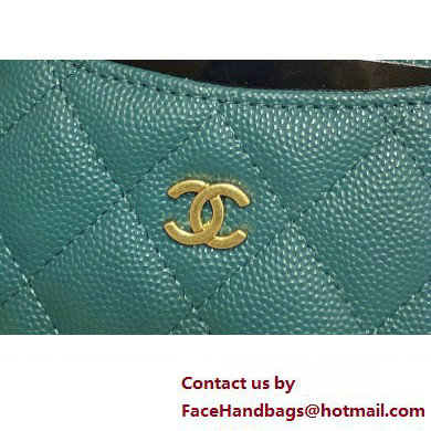 Chanel Grained Calfskin  &  Gold-Tone Metal Zip Coin Purse AP2061 Green 2025